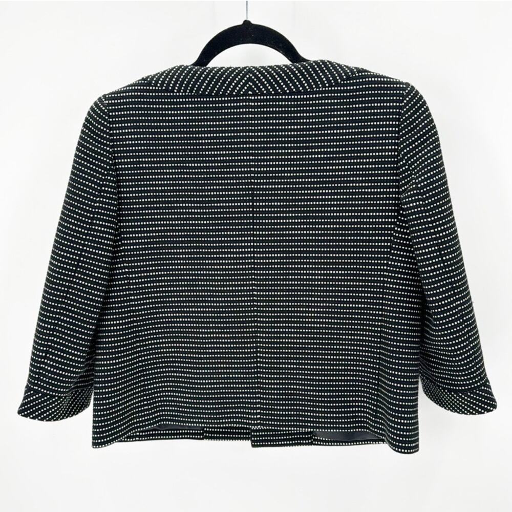 Talbots cropped polka dot blazer jacket size 14 3/4 sleeves black and white - Picture 2 of 12